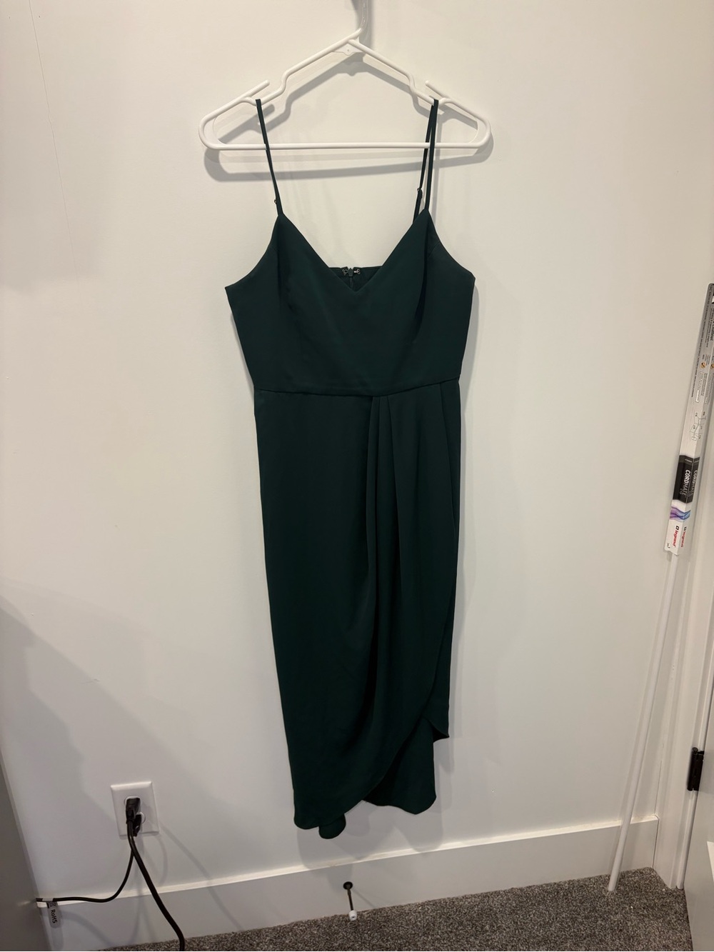 Lulu's Dark Green One-Shoulder Midi Dress